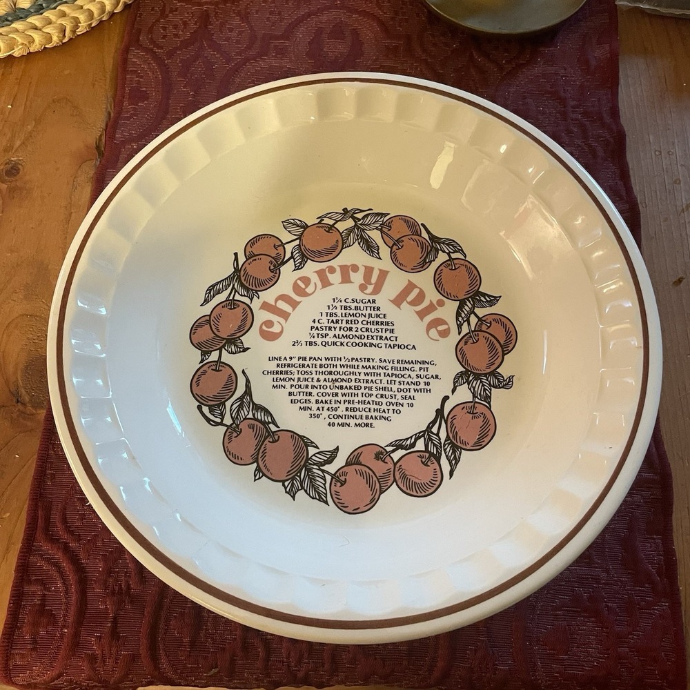 Vintage Festival Cherry Pie Recipe Plate Stoneware made in Korea